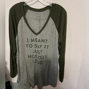 Torrid baseball v-neck graphic  Fit Sz 2 I meant to say it just not out loud